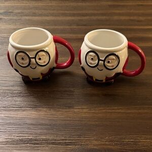 Christmas Santa Claus Holiday Mugs Set of 2 NWOT